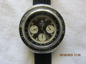 Vintage 70's Zodiac SeaWolf  Chronograph Super Divers Watch Valjoux 72 Movement