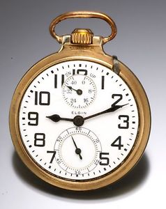 21-Jewel Elgin B. W. Raymond Pocket Watch with Up/Down Indicator & Horse Case