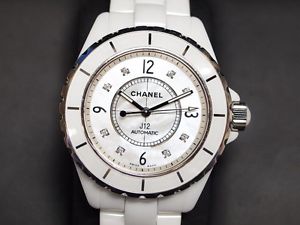 CHANEL J12 Sports H2423 White SS Ceramic Diamond Shell Auto Men's Mint #0107