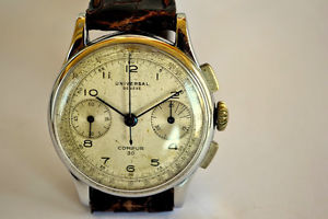 VINTAGE CHRONOGRAPH UNIVERSAL GENEVE COMPUR 30  CALIBER 386 No 1039 516 7912
