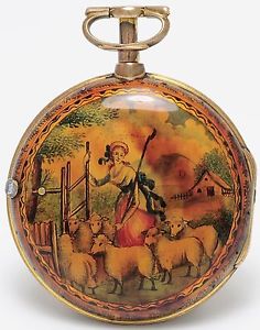 Georgian Painted Horn Pair Case Verge Pocket Watch by Wm Beavington - Circa 1805