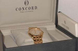 Concord Impresario Super Heavy Solid 18K Gold Swiss Dress Watch For Men - Date