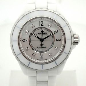 Auth CHANEL J12 38mm White Ceramic&Diamond Women's Automatic H2423 137946