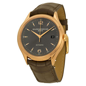Baume and Mercier Clifton 18kt Rose Gold Brown Leather Mens Watch 10059
