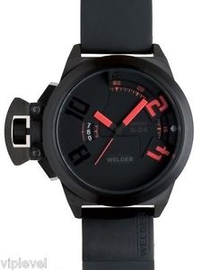 WELDER K24 3103 Black Ion Steel Red Accents New Men;s Watch Fast Shipping