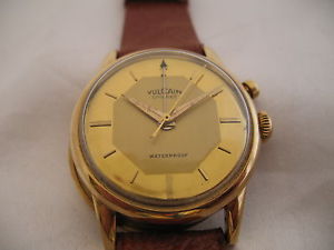AMAZING VULCAIN CRICKET ALARM 18K SOLID GOLD DELUXE DIAL CAL120 ULTRA RARE 1950s