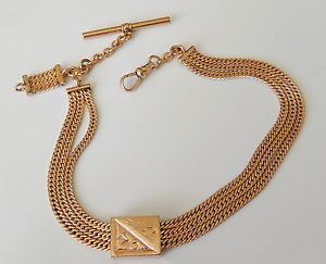 ANTIQUE 10K SOLID GOLD SUBSTANTIAL SINGLE ALBERT POCKET WATCH FOB CHAIN #055U