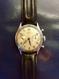 Vintage Angelus Chronograph Oversized 38mm Swiss Mens Watch Cal 215 Very Rare