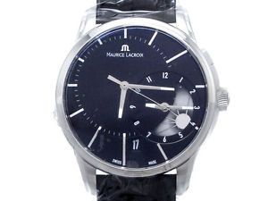 Pre-owned MAURICE LACROIX  Pt6318-SS001-331 Pontus GMT Moon Phase Men's Watch,AS