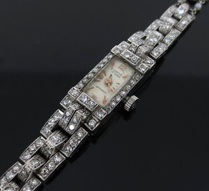 Vintage Curtiss Antimagnetic 2.25ct Diamond & Pearl Platinum Lady’s Watch