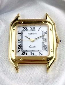 Geneve 14K Gold Quartz Bracelet Watch Face