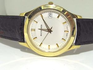 BUCHERER SWISS MADE DRESS 18K 750 GOLD MEN'S WATCH QUARTZ IN GIFT BOX NEW