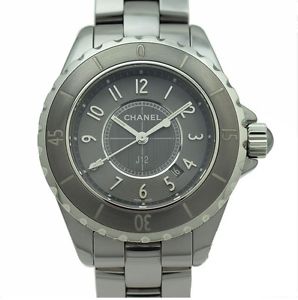 Pre-Owned CHANEL J12 H2978 Titanium Ceramic Men's Gray Quartz Watch, MD
