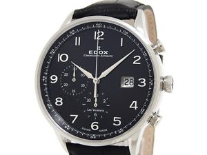 Auth EDOX Wristwatches 91001-3-NBN SS/Leather belt Watches (Y1531897)