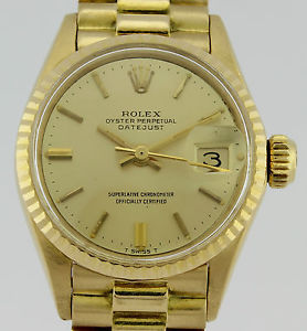 ROLEX OYSTER PERPETUAL DATEJUST 18K GOLD LADY