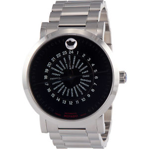 Movado Men's 606698 Red Label Stainless Steel Case and Bracelet Black Dial Watch