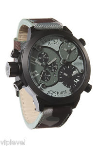 WELDER K29 8004 Black Steel Case Chrono Camo Strap New Men's Watch Fast Ship