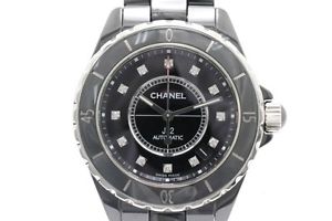 Used Watch Men CHANEL J12 12P diamond H1626 automatic black ceramic Q9U
