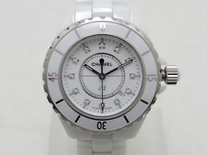 Used Watch Women CHANEL J12 12P diamond Quartz White 12PD ceramic Excellent D3Q