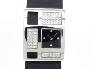 Used Watch CHANEL Art Deco watch H1183 Quartz black WG / belt Beautiful C9J