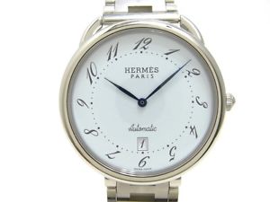 Used Watch HERMES Aruso AR4.80 Automatic White dial stainless Beautiful W1S