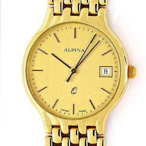 Alpina Gold-Herrenarmbanduhr Datum Sekunde 585 Gelbgold - JUWELENMARKT DE, U2376