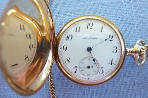 Solid Gold, Double Hunter, Shreve & Co., 14K, 17 Jewel Pocket Watch and Chain