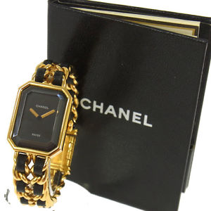 Authentic CHANEL Vintage Premiere Wristwatch Gold Quartz Swiss Made #M A18386