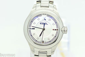 BUYMUC NEU Ebel Damen Onde Uhr mit Diamantblatt in Stahl Box Papiere  30mm