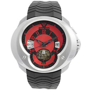 Franc Vila Universal Timezone Red Automatic Men's Watch w/Kubik Winder FVa5