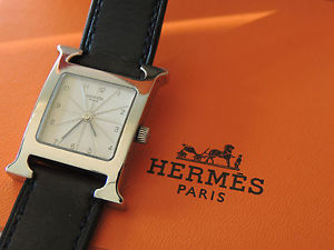 HERMES MONTRE HEURE H ACIER BRACELET DOUBLE TOUR SUPERBE ETAT