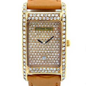 Auth AUDEMARS PIGUET Edouard Piguet Diamond &YG&Leather Women's Quartz 138299