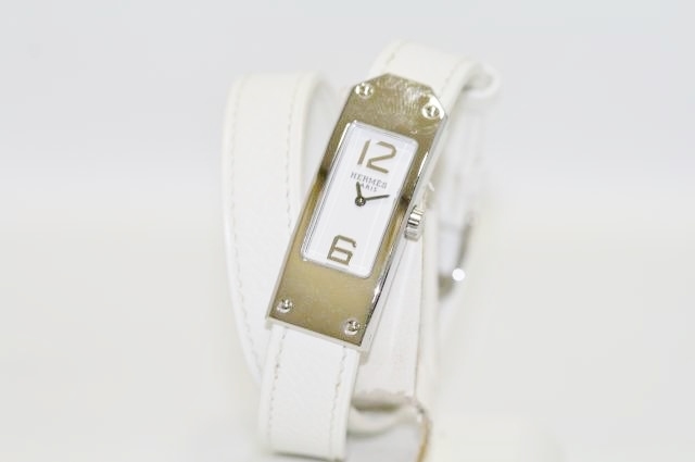 Used Watch HERMES Kelly 2 KT1.210 Quartz white SS / leather belt Excellent V2U