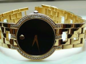 Men's Movado   Gold Plated High Quality Diamonds, Sapphire Crystal