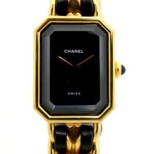 Auth Chanel Premier XL Women's Quartz GP&Leather H0001 134560