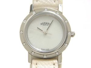 Used Watch HERMES Clipper nacres CL4.230 Quartz White shell Excellent Y7E