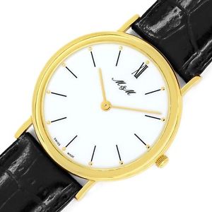 MundM Herrenuhr massiv 18K Gold, Superflach, Neuzustand - JUWELENMARKT DE, U2478