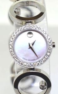 Movado 0605816 Ono Watch Steel Pink MOP Dial Diamonds Ladies New $3295