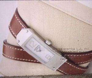 NEW HERMES KELLY II Stainless Steel Double-Tour Tan Leather Strap Women's Watch