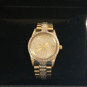3.5 Carat Diamond Men's Woman's GENEVA Watch 14K Gold Swiss Day-Date Movment EUC
