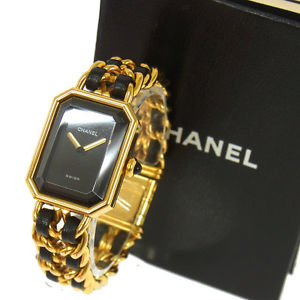 Authentic CHANEL Vintage Premiere Wristwatch Gold Quartz Swiss Made #M A18375