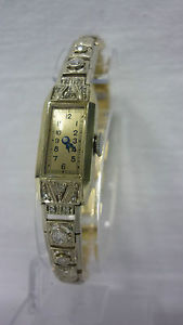 Art Deco 585er Weiß/Gelbgold Damenuhr mit Brillanten/Diamanten Sammlerstück
