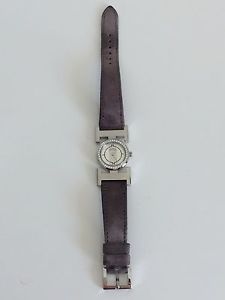 HERMES Paprika Diamond Steel Purple Gray Suede Quartz Ladies Watch