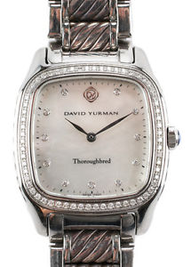 DAVID YURMAN Thoroughbred Stainless Steel and Diamond Wristwatch IN BOX