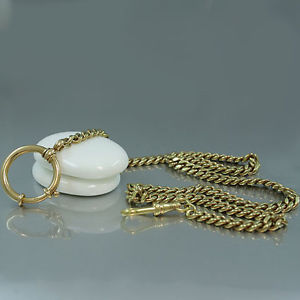 Taschenuhrenkette in 585/14k Gebgold  - 45cm - ca. 46,5 Gramm - Flachpanzerkette