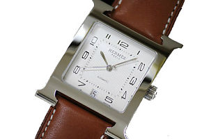 Pre-Owned HERMES H SS/Leather White Dial Women's Automatic Wristwatch HH2.810,MR