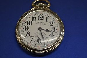RARE VINTAGE ILLINOIS 14k GF 163 IR 60 HOUR 23J 