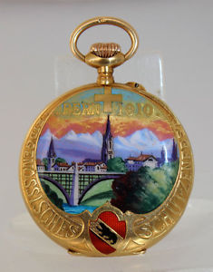 Brandt & Hofmann UHR EIDGENÖSSISCHES SCHÜTZENFEST 1910 Bern Schweiz GOLD EMAIL