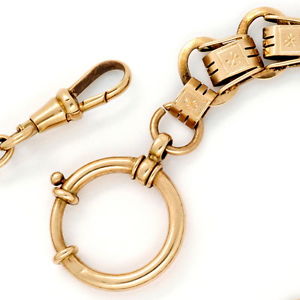 Rotgold-Taschenuhrkette im Verlauf schön graviert antik - JUWELENMARKT DE, K2143
