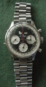 Vintage Wakmann Incabloc Chronograph Valjoux 730 Steel Triple Date Watch 1960's